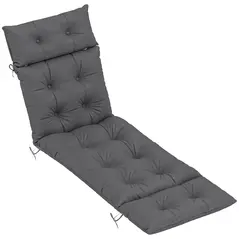 Outsunny Sun Lounger Cushions Only, 190x56x10cm Garden Lounge Chair Cushions, UPF20+ 220gsm Fabric, Thick Sunbed Replacement Pads with 6 Ties, Dark Grey - 1