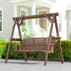 Outsunny Three-Seater Wooden Swing Bench - 9