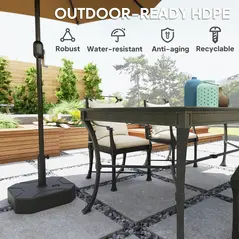 Outsunny Square Garden Parasol Base, Garden Umbrella Stand Heavy Duty Parasol Base, Filled Up to 25kg with Stand or 20kg with Water for for 38, 48 mm Poles, Black - 6