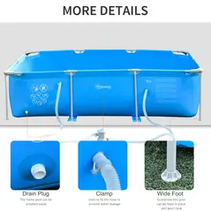 Outsunny Steel Frame Pool with Filter Pump, Filter Cartridge, Reinforced Sidewalls Rust Resistant Above Ground Swimming Pool 292 x 190 x 75cm, Blue - 6