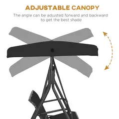 Outsunny Three-Seater Garden Swing Chair, with Canopy - Black - 5