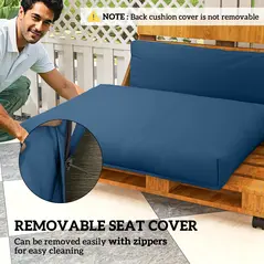 Outsunny Two Piece Seat Pallet and Back Cushions - Navy Blue - 6