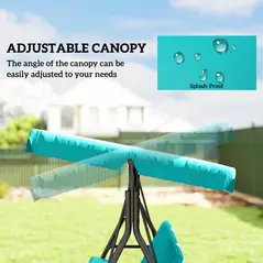 Outsunny Three-Seater Garden Swing Chair, with Adjustable Canopy - Blue - 4