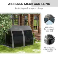 Outsunny Three-Seater Convertible Swing Chair/Bed, with Curtained Canopy - Grey - 5