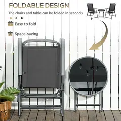 Outsunny Three-Piece Garden Seat Set, with Glass-Top Table - Black - 5