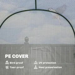 Outsunny Walk-in Greenhouse with Shelves, Small Greenhouse with PE Cover and Roll-up Door, 123 x 187 x 189 cm, White - 5