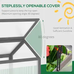 Outsunny Wooden Cold Frame Garden Polycarbonate Greenhouse with Openable Top Cover, Grow House for Flowers, Vegetables, Plants, 90 x 52 x 50cm, Grey - 5