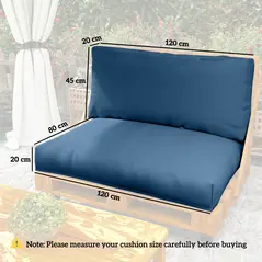 Outsunny Two Piece Seat Pallet and Back Cushions - Navy Blue - 3