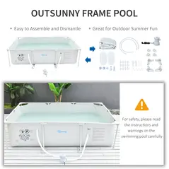 Outsunny Steel Frame Pool with Filter Pump, Filter Cartridge, Reinforced Sidewalls Rust Resistant Above Ground Swimming Pool 292 x 190 x 75cm, Grey - 7