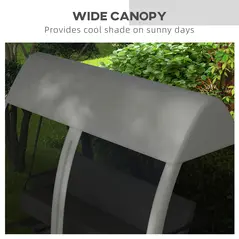 Outsunny Three-Seater Convertible Swing Chair/Bed, with Curtained Canopy - Grey - 6
