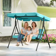 Outsunny Three-Seater Garden Swing Chair, with Adjustable Canopy - Blue - 9