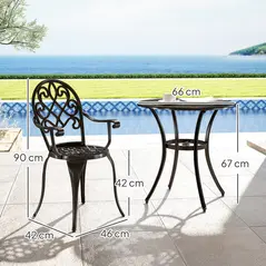 Outsunny Three-Piece Elegant Aluminium Garden Set - Black - 3