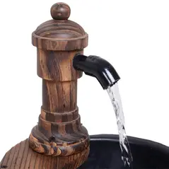 Outsunny Wood Barrel Patio Water Fountain Garden Decorative Ornament Water Feature with Electric Pump (Type A) - 9