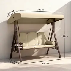 Outsunny Three-Seater Garden Swing Chair - Brown - 3