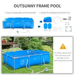 Outsunny Steel Frame Pool with Filter Pump, Filter Cartridge, Reinforced Sidewalls Rust Resistant Above Ground Swimming Pool 292 x 190 x 75cm, Blue - 7