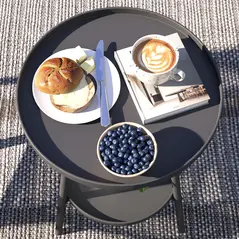 Outsunny Two-Tier Metal Garden Table - Black - 8