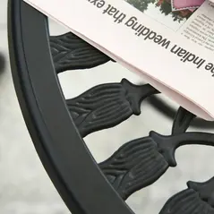 Outsunny Three-Piece Aluminium Floral Bistro Garden Set - Black - 8