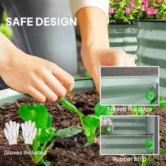 Outsunny Two-Tier Galvanised Steel Garden Planter - Light Green - 6