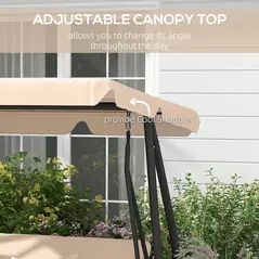 Outsunny Three-Person garden Swing Chair, with Adjustable Canopy - Light Brown - 5