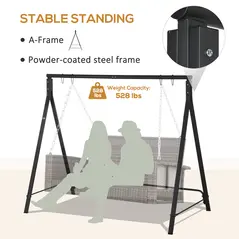 Outsunny Steel Frame Multi-Swing Seat Frame - Black - 4