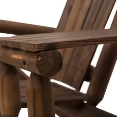 Outsunny Wood Patio Chair Bench 2 Seats Jack and Jill Seat w/ Center Coffee Table, Garden Bench, Carbonized - 8