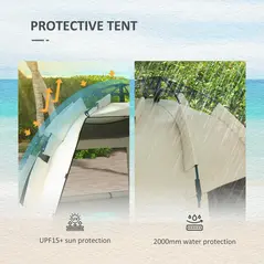 Outsunny Three-Man UPF15+ Beach Tent, with Extended Floor - Green - 7