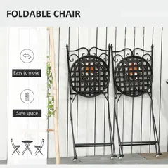 Outsunny Three-Piece Mosaic Bistro Table Set - Multicoloured - 4