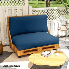 Outsunny Two Piece Seat Pallet and Back Cushions - Navy Blue - 8
