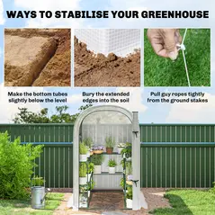 Outsunny Walk-in Greenhouse with Shelves, Small Greenhouse with PE Cover and Roll-up Door, 123 x 187 x 189 cm, White - 7