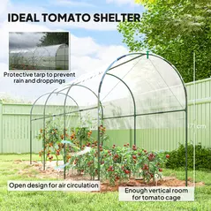 Outsunny Tunnel Tomato Greenhouse with 4 Hoops and Top Tap, Pointed Bottom and Guy Ropes, 400 x 123 x 171 cm, Clear - 4