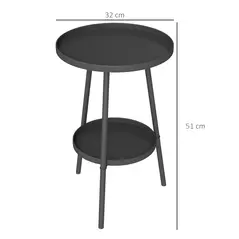 Outsunny Two-Tier Metal Garden Table - Black - 3