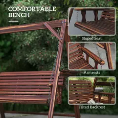 Outsunny Three-Seater Wooden Swing Bench - 7