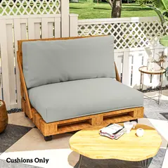 Outsunny Two Piece Seat Pallet and Back Cushions - Light Grey - 8