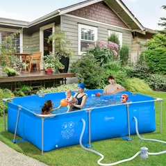 Outsunny Steel Frame Pool with Filter Pump, Filter Cartridge, Reinforced Sidewalls Rust Resistant Above Ground Swimming Pool 292 x 190 x 75cm, Blue - 2