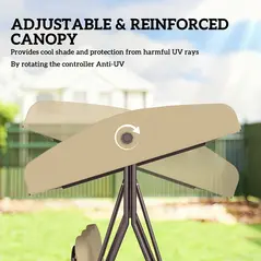 Outsunny Three-Seater Garden Swing Chair - Brown - 4