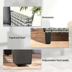 Outsunny Two-Seater Rattan Outdoor Sofa - Light Grey - 7