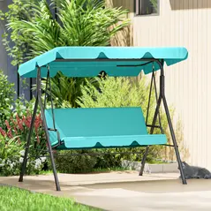 Outsunny Three-Seater Garden Swing Chair, with Adjustable Canopy - Blue - 8