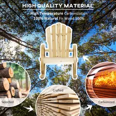 Outsunny Wooden Adirondack Rocking Chair Reclining Armchair Outdoor Garden Furniture Patio Porch Rocker - Natural - 6
