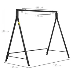 Outsunny Steel Frame Multi-Swing Seat Frame - Black - 3