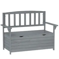 Outsunny Two-Seater Garden Storage Bench - Grey - 1