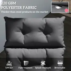 Outsunny Sun Lounger Cushions Only, 190x56x10cm Garden Lounge Chair Cushions, UPF20+ 220gsm Fabric, Thick Sunbed Replacement Pads with 6 Ties, Dark Grey - 4