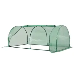 Outsunny Tunnel Greenhouse Green Grow House for Garden Outdoor, Steel Frame, PE Cover, Green, 200 x 100 x 80cm - 1