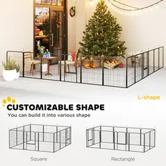 PawHut 12-Panel Solid Dog Playpen with Doors, for Medium Dogs, 80cm High, Black - 4