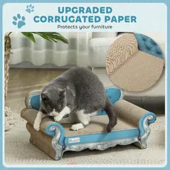 PawHut 2-in-1 Cat Scratcher with Catnip for Indoor Cats, Light Blue - 5