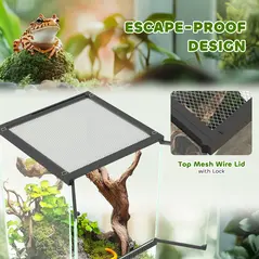 PawHut 40L Vivarium for Lizards, Frogs, Snakes, Turtles, Tortoises w/ Anti-Escape Design, Ventilation - 6