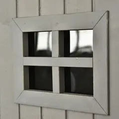 Outsunny Wooden Garden Shed with Two Windows, Tool Storage Cabinet, Outdoor Double Door Organizer 127.5L x 50W x 164H cm, Grey - 9