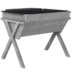 Outsunny Wooden Raised Garden Bed with Bed Liner, Elevated Planter Box with Legs, Light Grey - 1