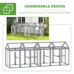 PawHut 2-Piece Wooden Chicken Coop and Run Set, Poultry Run Cage with Nesting Box, Slide-Out Tray, Roof, Perch - 7