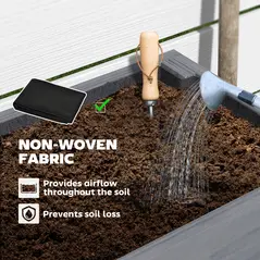 Outsunny Wooden Two-Tier Raised Planter - Grey - 6