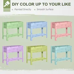 Outsunny Wooden Raised Plant Stand Outdoor Flower Bed Box with Clapboard 100 x 40 x 84cm - 7